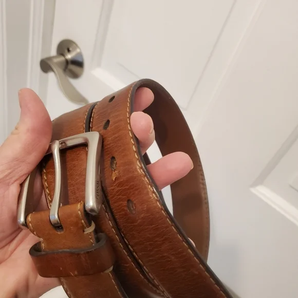 Fossil "Joe" Brown Leather Belt Size 38, Casual, Classic - Picture 9 of 13